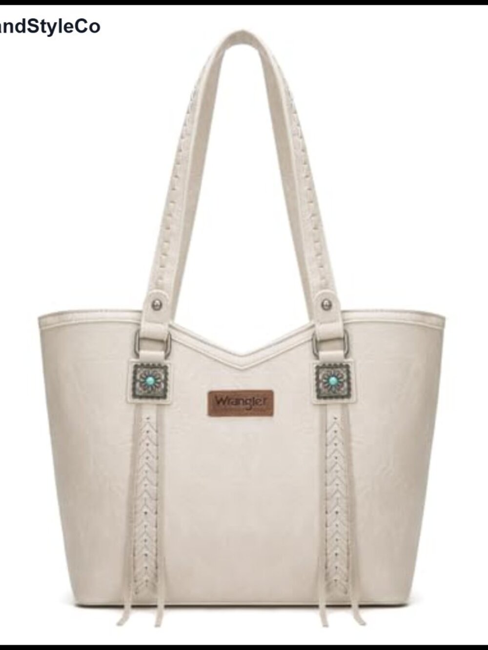 Western Tote Bag Women Vegan Leather Turquoise Accents Zipper